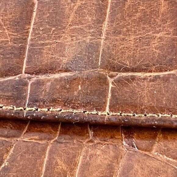 Talbots Croc Print Vintage Womens Small Wallet Card Holder Flap Pocket Leather - Picture 4 of 16